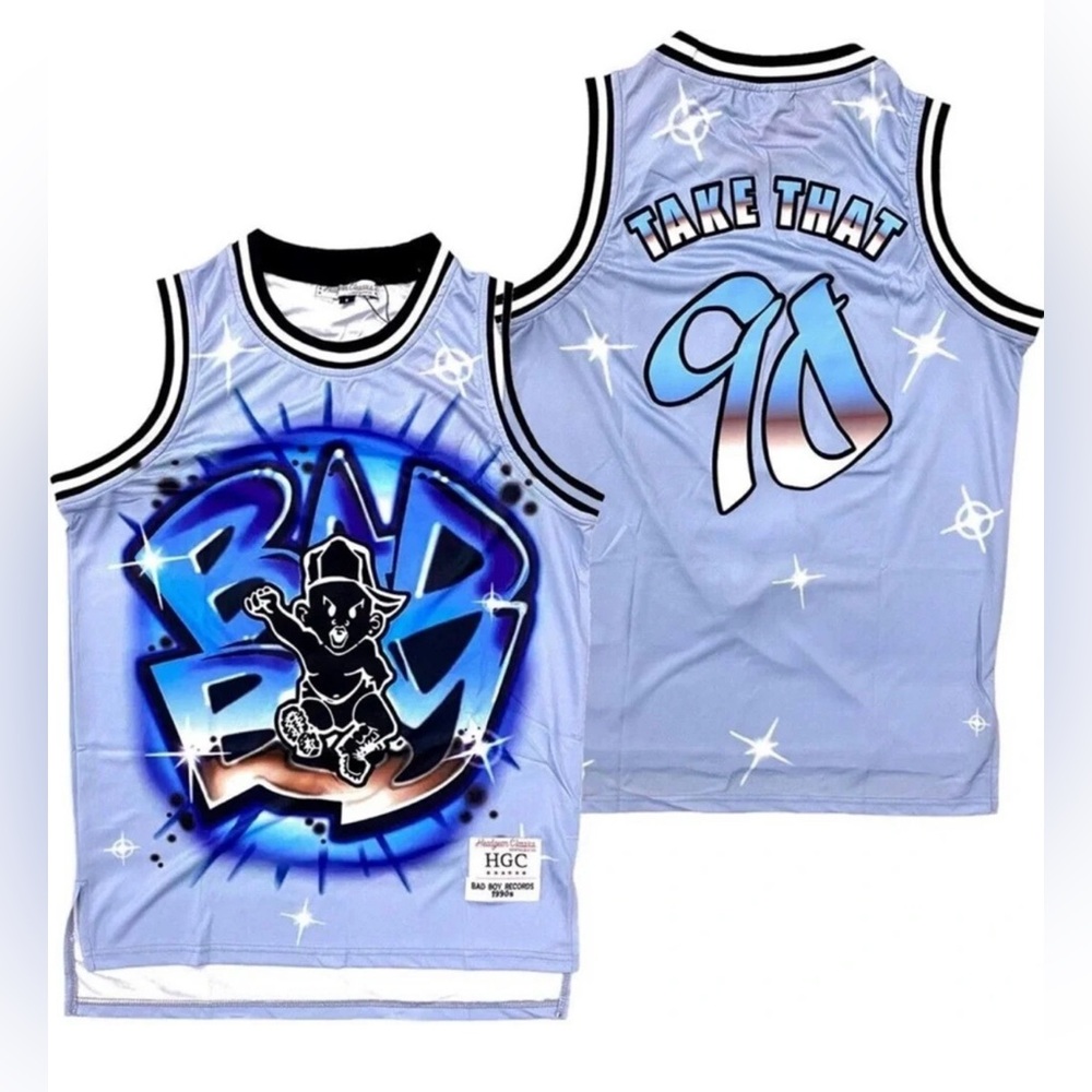 Headgear Classics Bad Boys Records Basketball Jersey light blue‎ men’s size 4XL